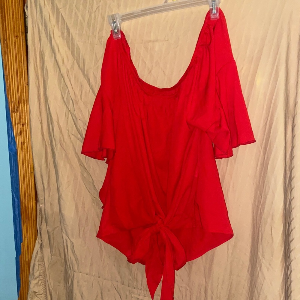 SHEIN Red Tie-Front Blouse